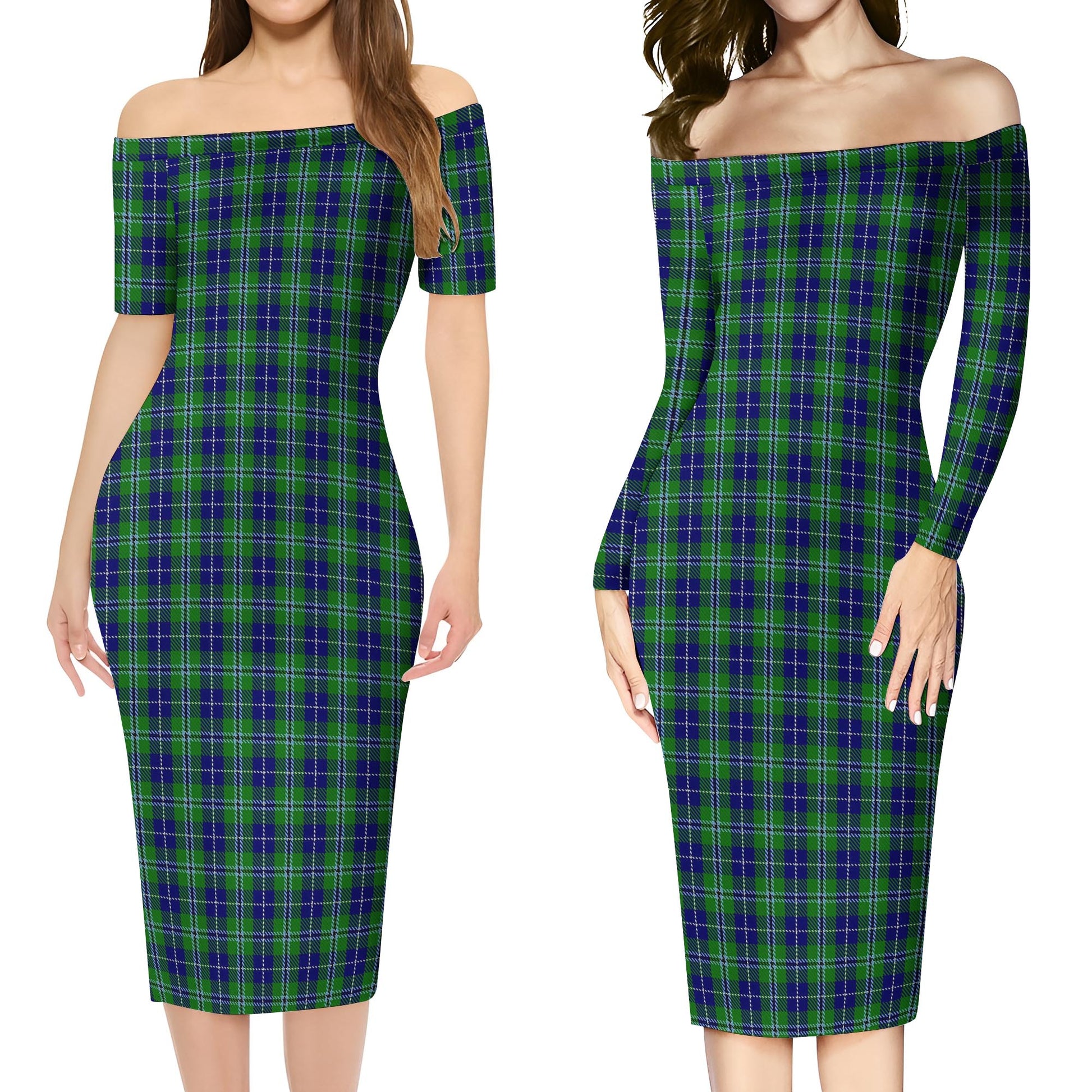 Douglas Tartan Off Shoulder Lady Dress Women's Dress - Tartanvibesclothing