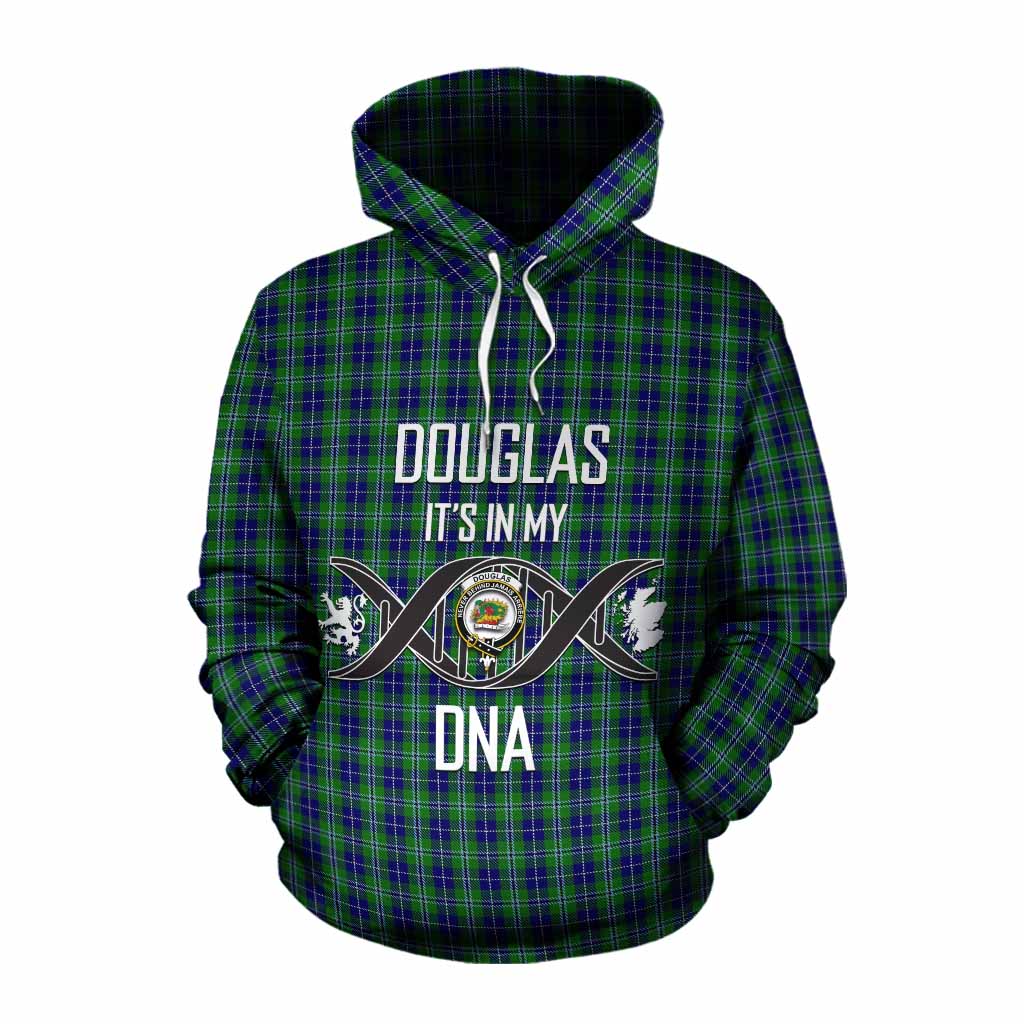 Tartan Vibes Clothing Douglas Tartan Cotton Hoodie with Family Crest DNA In Me Style