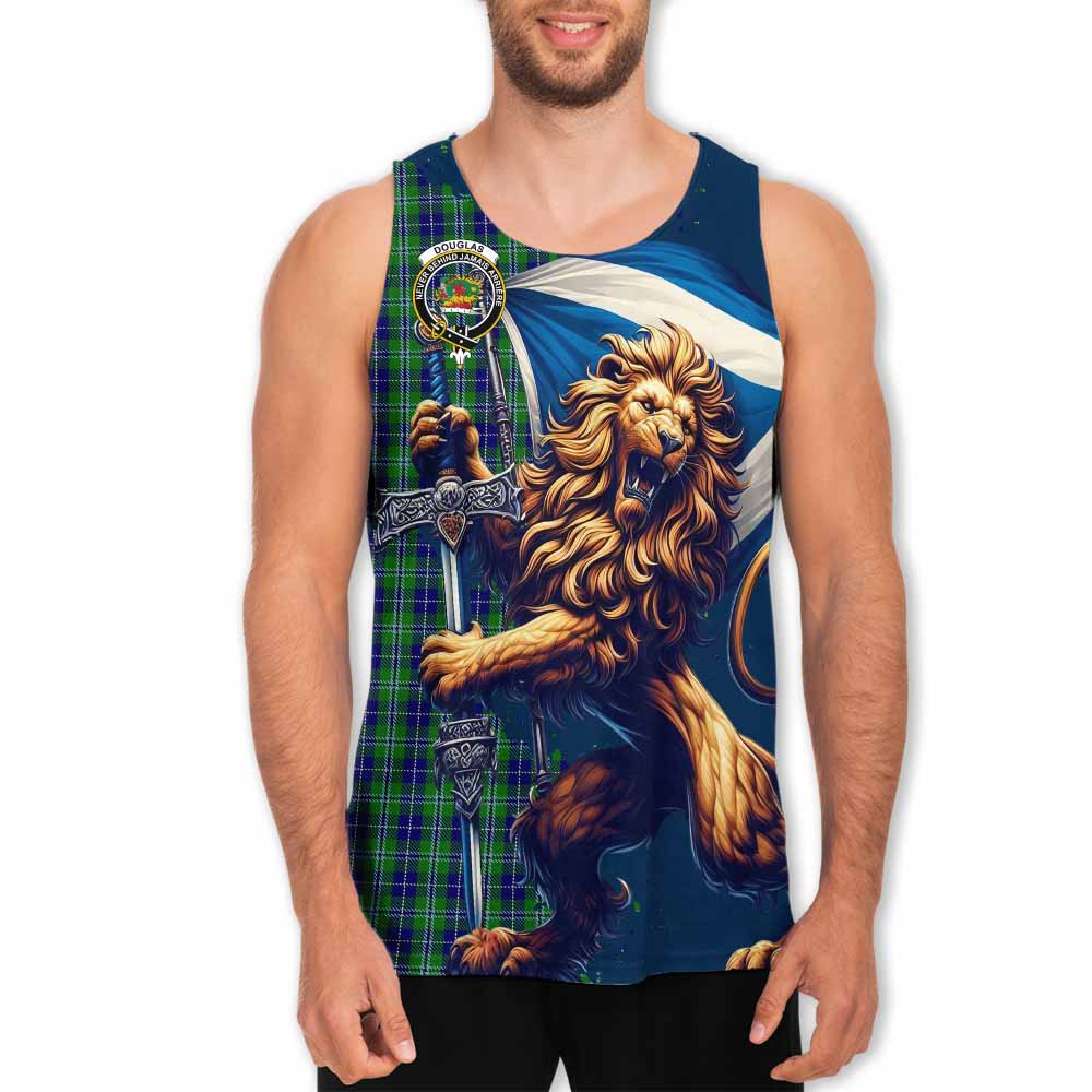 Tartan Vibes Clothing Douglas Tartan Family Crest Men's Tank Top with Scottish Majestic Lion