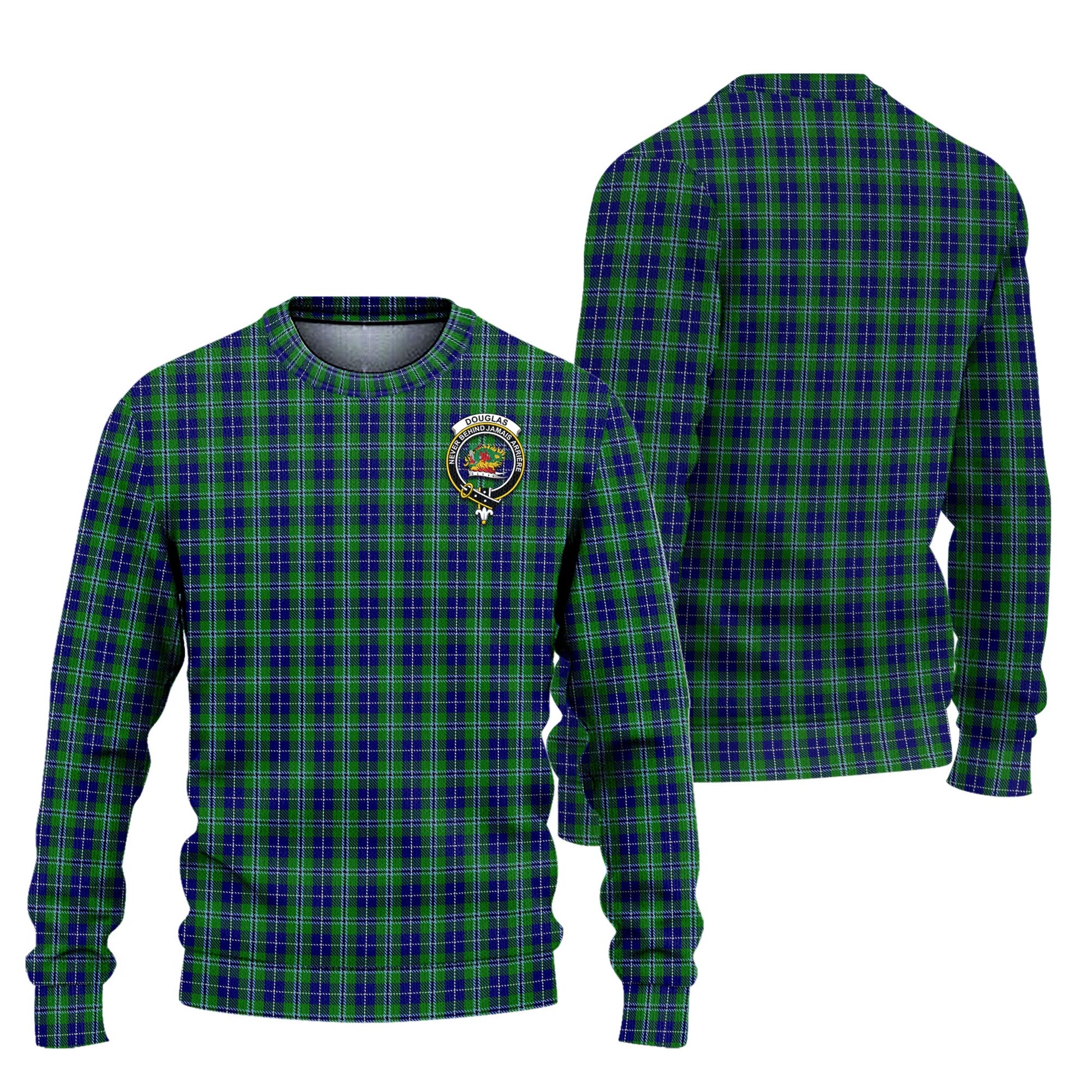 Douglas Tartan Knitted Sweater with Family Crest Unisex - Tartanvibesclothing