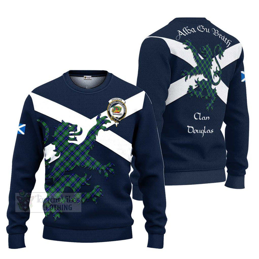 Tartan Vibes Clothing Douglas Tartan Lion Rampant Knitted Sweater – Proudly Display Your Heritage with Alba Gu Brath and Clan Name