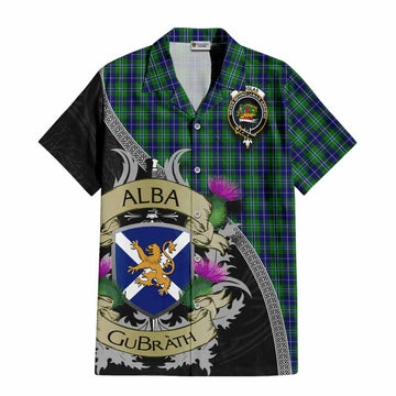Douglas Tartan Family Crest Hawaiian Shirt Lion Rampant Royal Thistle Shield Celtic Inspired Kid - Tartan Vibes Clothing