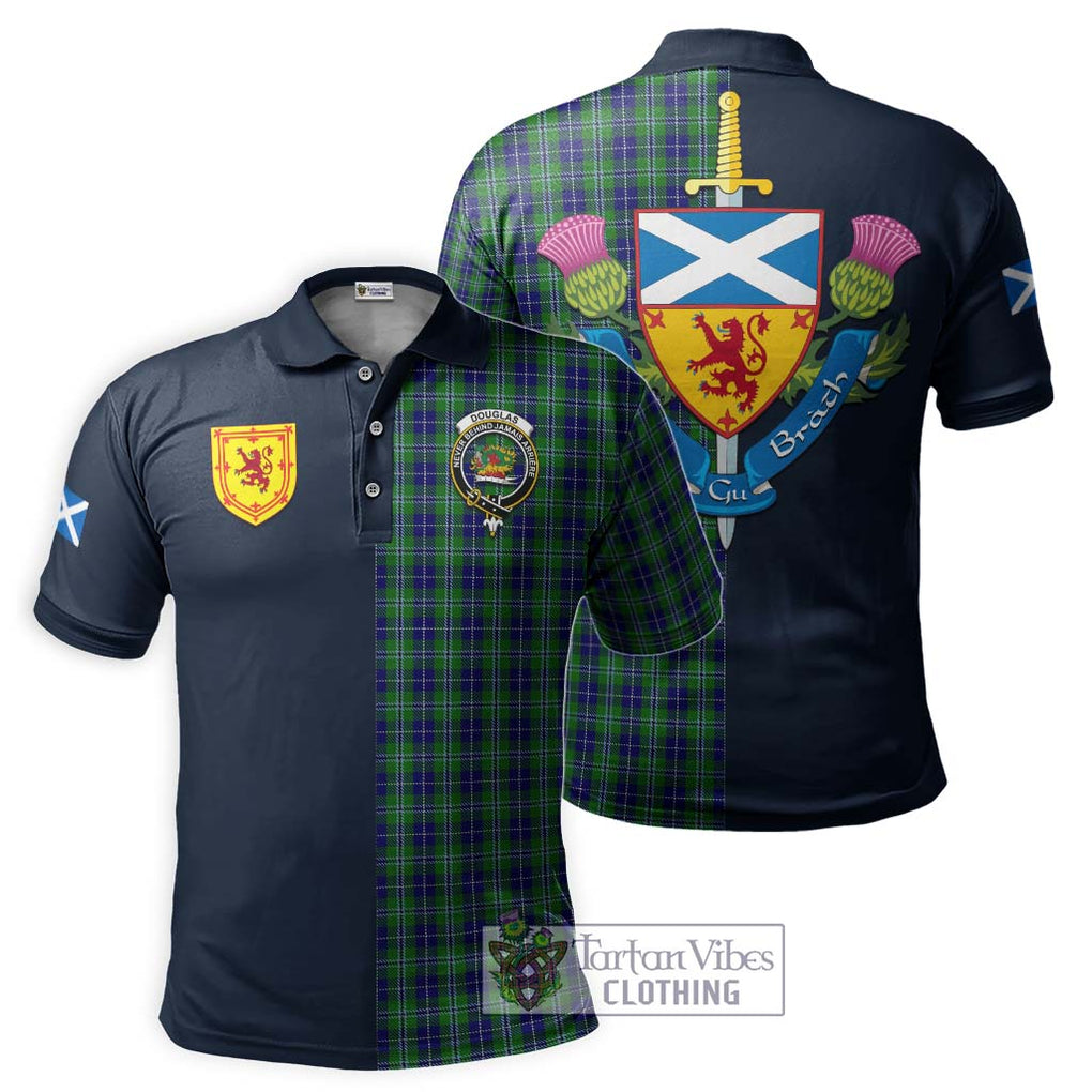 Tartan Vibes Clothing Douglas Tartan Polo Shirt with Scottish Lion Royal Arm Half Style