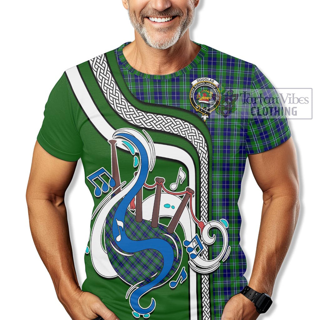 Douglas Tartan T-Shirt with Epic Bagpipe Style Kid's Shirt - Tartanvibesclothing Shop