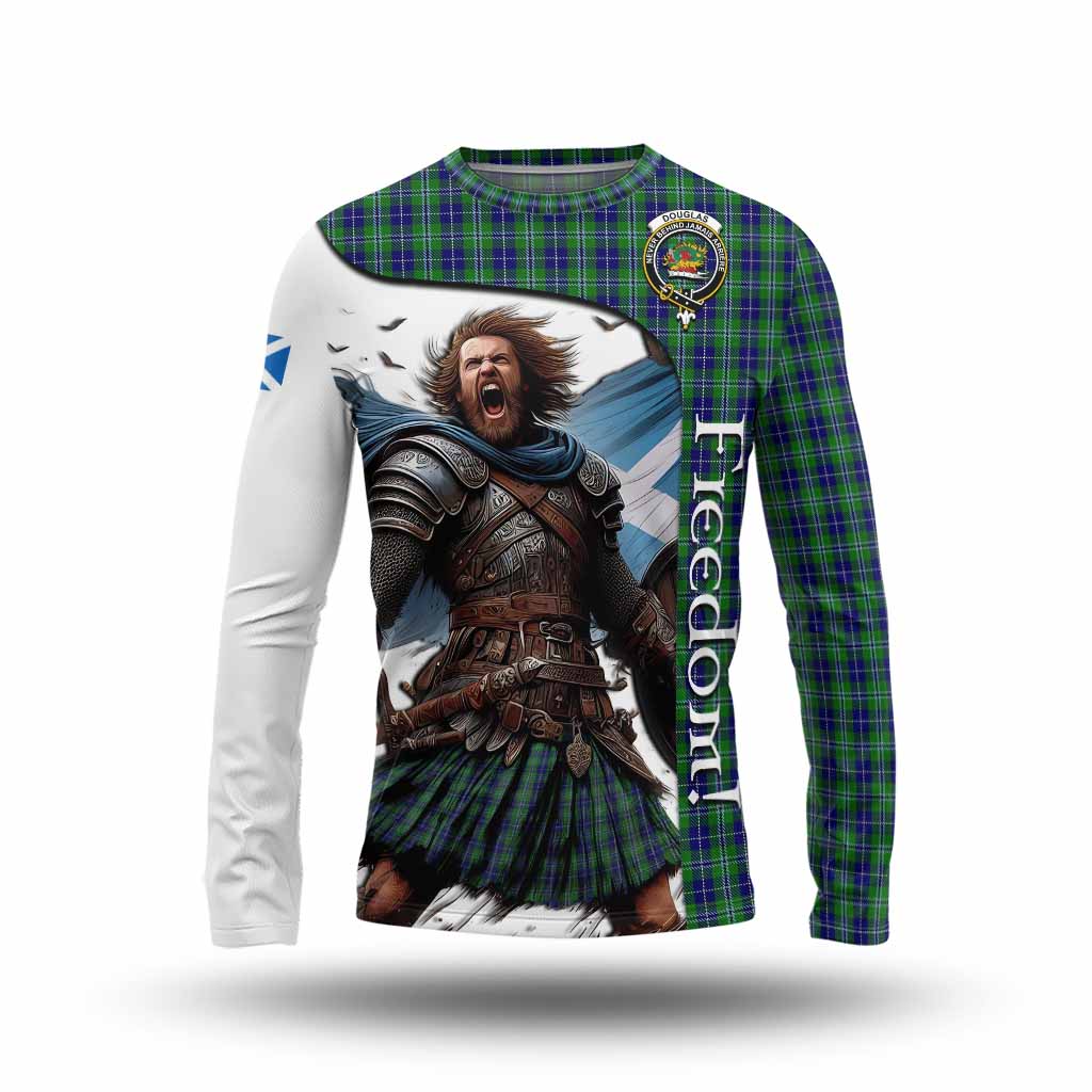 Tartan Vibes Clothing Douglas Crest Tartan Long Sleeve T-Shirt Inspired by the Freedom of Scottish Warrior