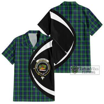 Douglas Tartan Short Sleeve Button Up with Family Crest Circle Style