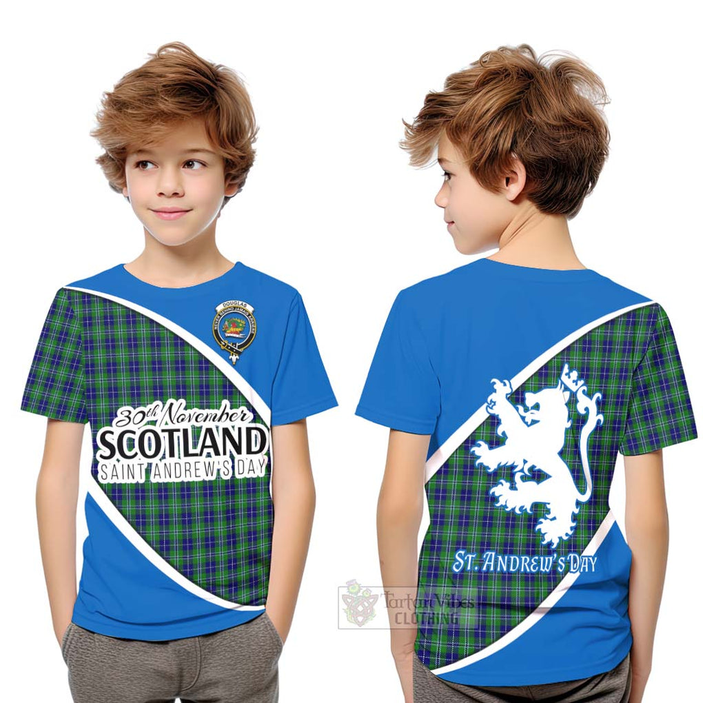 Tartan Vibes Clothing Douglas Family Crest Tartan Kid T-Shirt Celebrate Saint Andrew's Day in Style