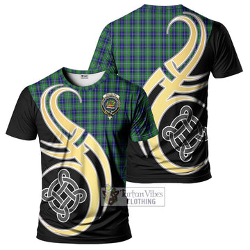 Douglas Tartan T-Shirt with Family Crest and Celtic Symbol Style