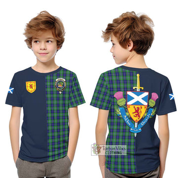 Douglas Tartan Kid T-Shirt Alba with Scottish Lion Royal Arm Half Style