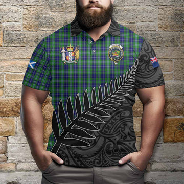 Douglas Crest Tartan Polo Shirt with New Zealand Silver Fern Half Style