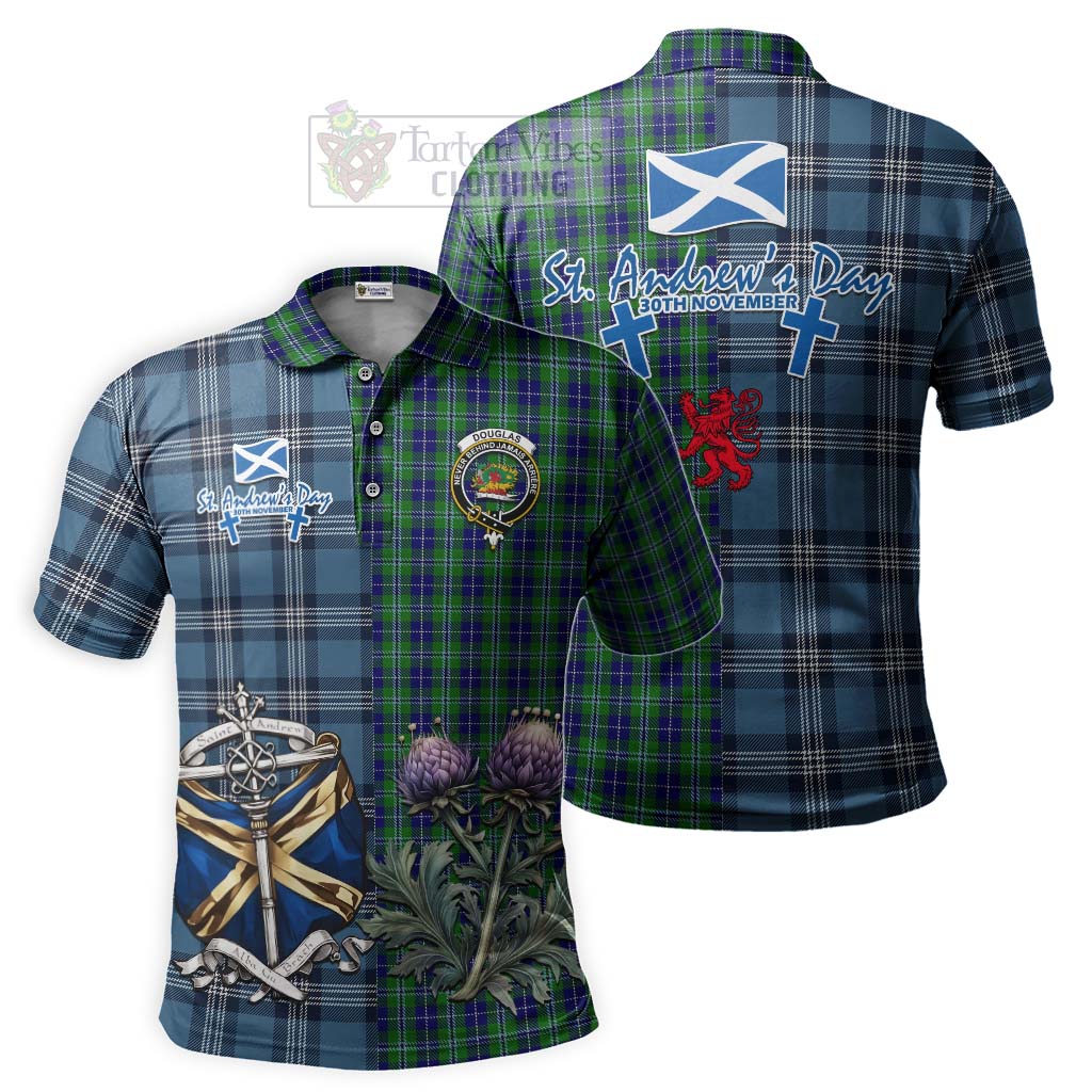 Tartan Vibes Clothing Douglas Tartan Polo Shirt Happy St. Andrew's Day Half Tartan Style