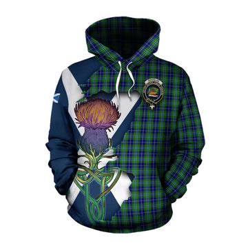 Douglas Tartan Family Crest Cotton Hoodie Scottish Thistle Celtic Inspired Pullover Hoodie XS - Tartan Vibes Clothing
