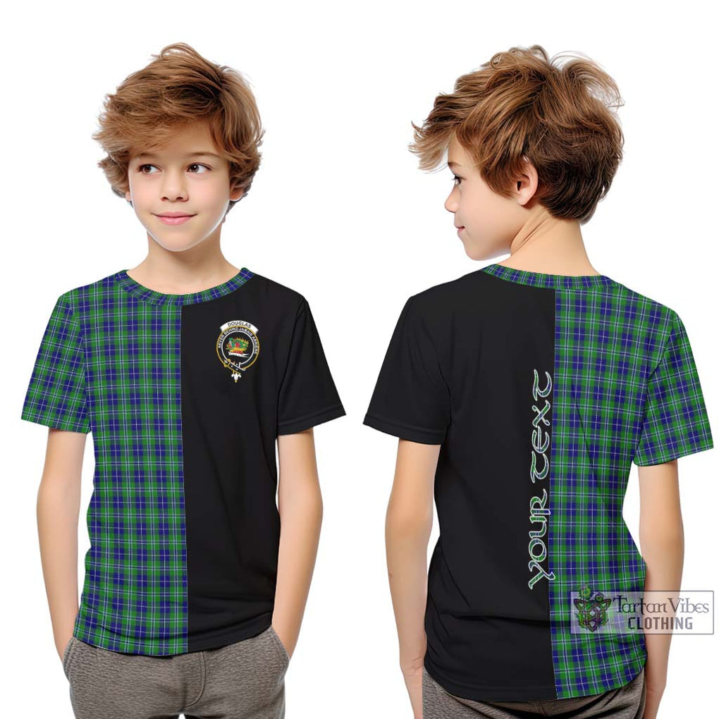 Douglas Tartan Kid T-Shirt with Family Crest and Half Of Me Style Youth XL Size14 - Tartanvibesclothing Shop