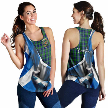 Douglas Tartan Women's Racerback Tanks with Family Crest Scotland Patriotic Style