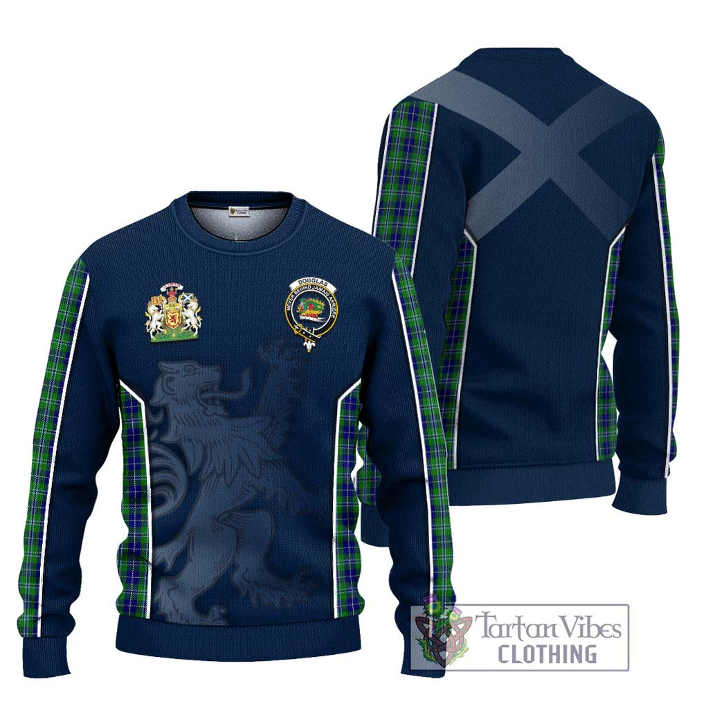 Douglas Tartan Knitted Sweater with Family Crest and Lion Rampant Vibes Sport Style Unisex - Tartan Vibes Clothing