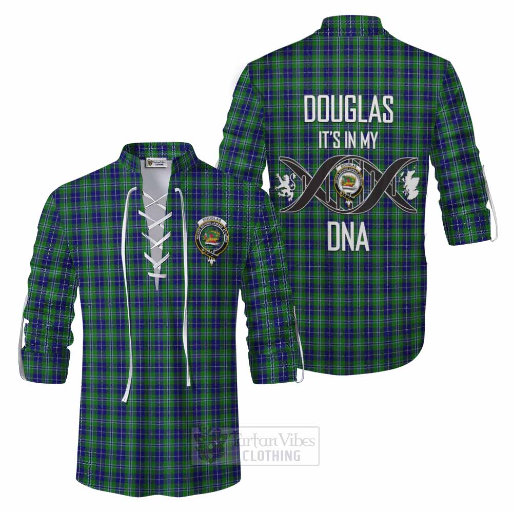 Tartan Vibes Clothing Douglas Tartan Ghillie Kilt Shirt with Family Crest DNA In Me Style