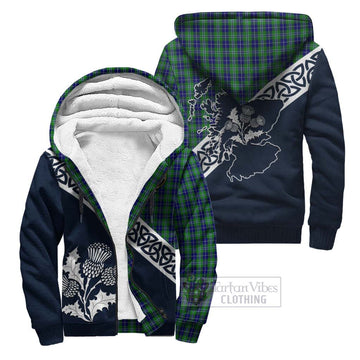 Douglas Tartan Sherpa Hoodie Featuring Thistle and Scotland Map