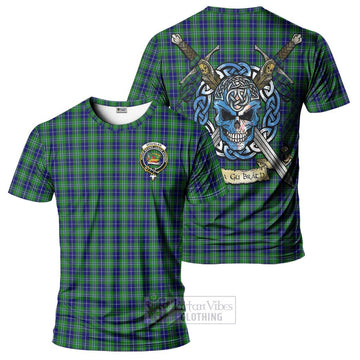 Douglas Tartan T-Shirt with Family Crest Celtic Skull Style