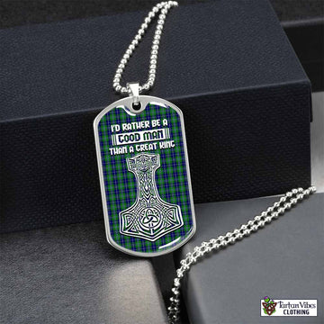 Douglas Tartan Dog Tag Necklace Viking Mjolnir Style