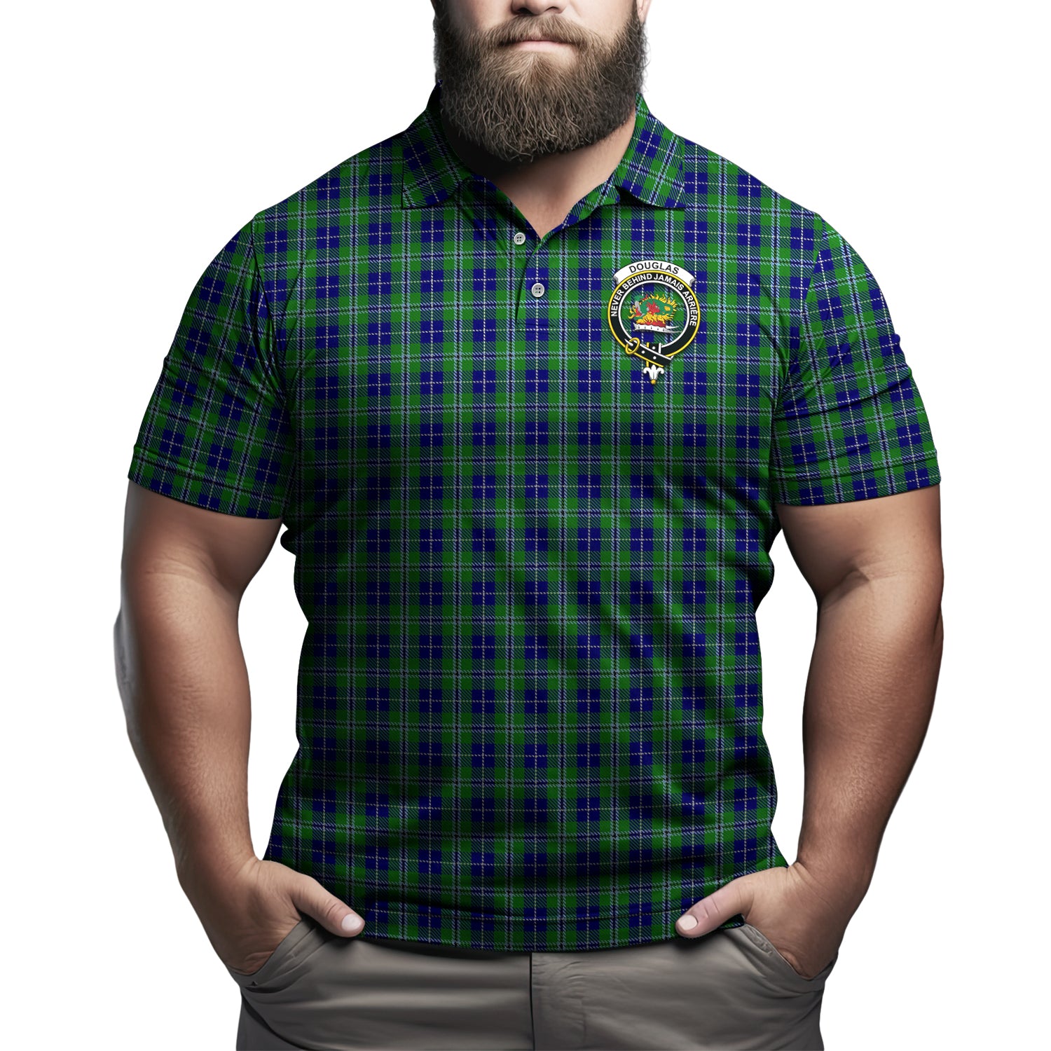 Douglas Tartan Men's Polo Shirt with Family Crest Kid - Tartan Vibes Clothing