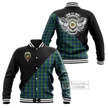 Douglas Tartan Baseball Jacket with Family Crest and Military Logo Style