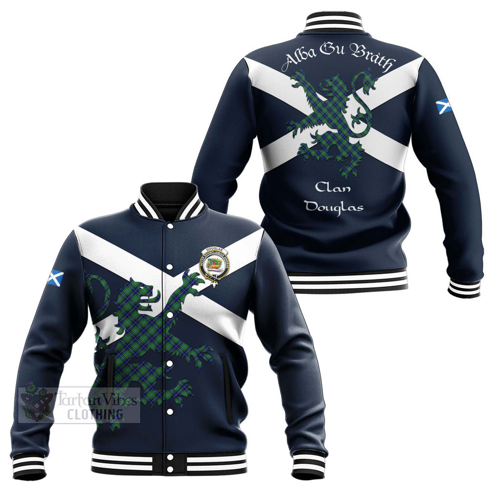 Tartan Vibes Clothing Douglas Tartan Lion Rampant Baseball Jacket – Proudly Display Your Heritage with Alba Gu Brath and Clan Name