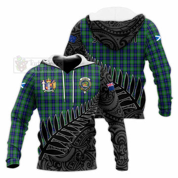 Douglas Crest Tartan Knitted Hoodie with New Zealand Silver Fern Half Style