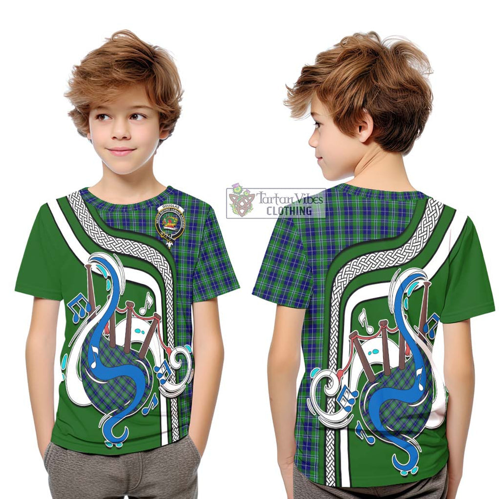 Tartan Vibes Clothing Douglas Tartan Kid T-Shirt with Epic Bagpipe Style