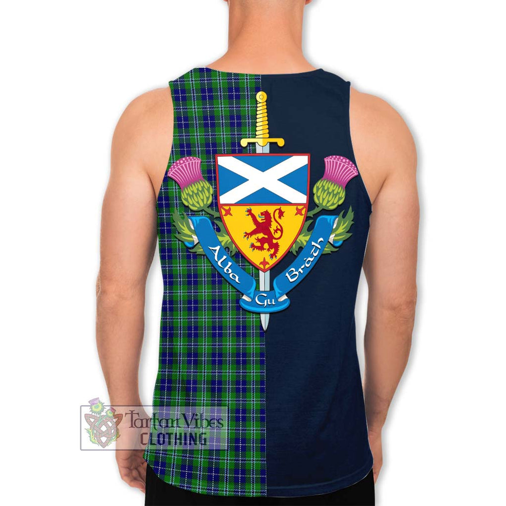 Tartan Vibes Clothing Douglas Tartan Men's Tank Top with Scottish Lion Royal Arm Half Style