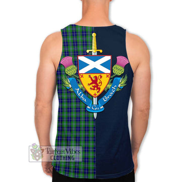 Douglas Tartan Men's Tank Top Alba with Scottish Lion Royal Arm Half Style