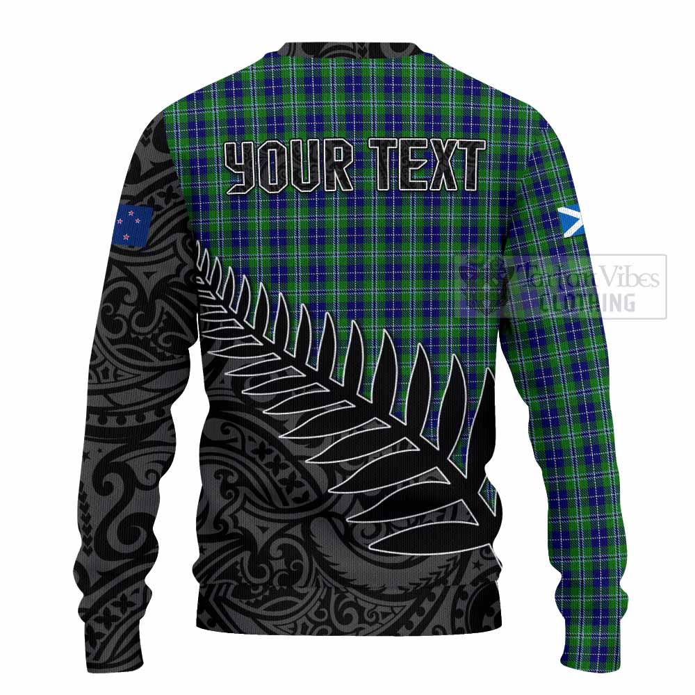 Tartan Vibes Clothing Douglas Crest Tartan Knitted Sweater with New Zealand Silver Fern Half Style