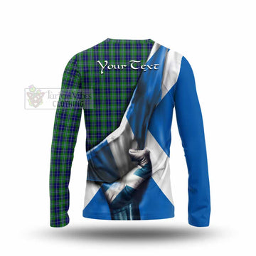 Douglas Tartan Long Sleeve T-Shirt with Family Crest Scotland Patriotic Style