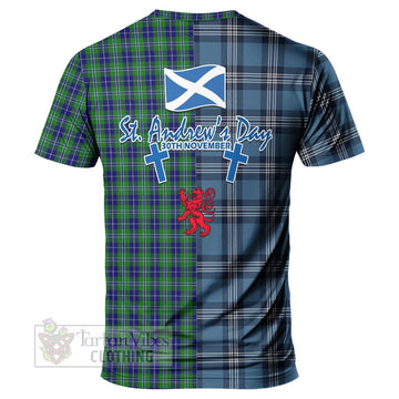 Douglas Tartan T-Shirt Happy St. Andrew's Day Half Tartan Style