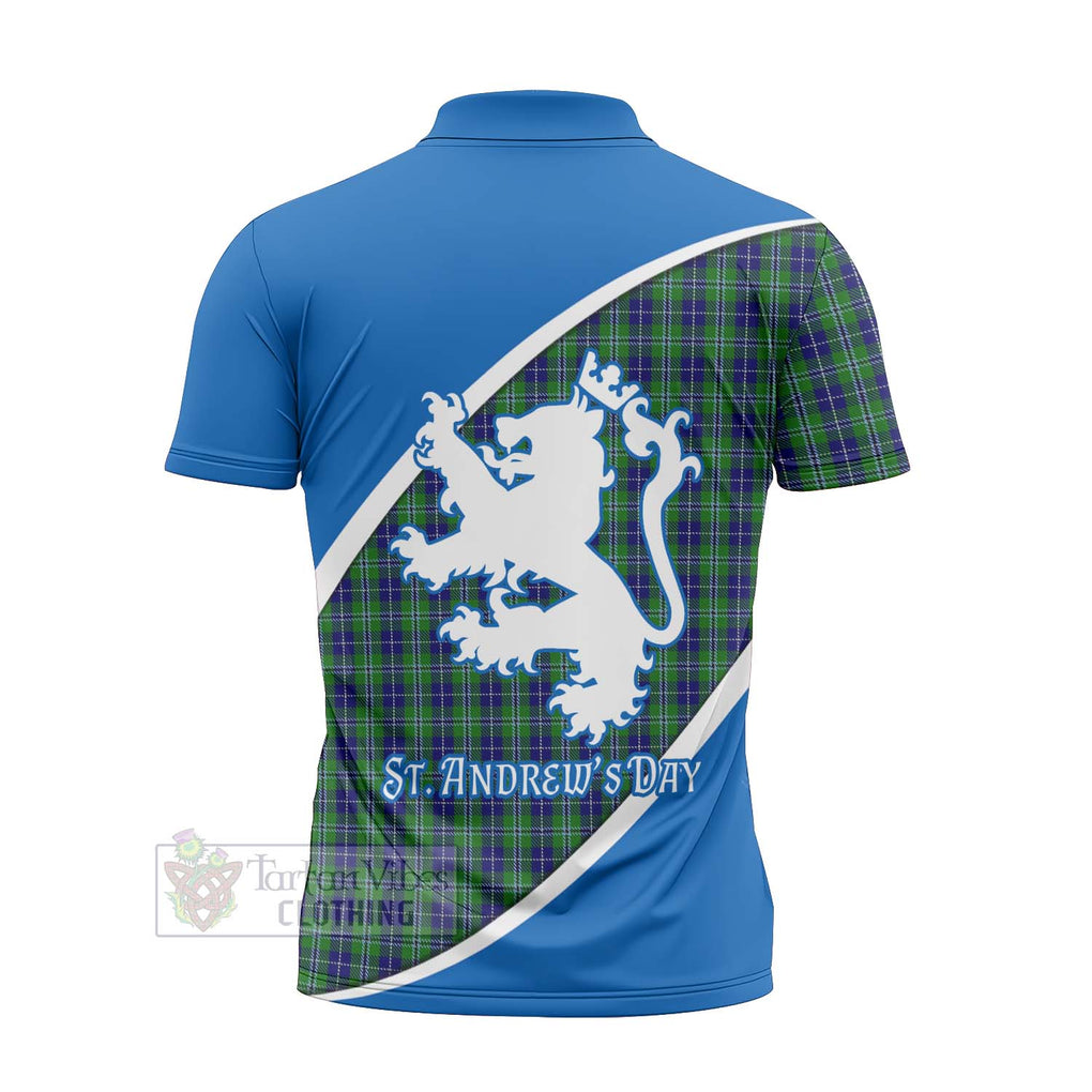 Tartan Vibes Clothing Douglas Family Crest Tartan Zipper Polo Shirt Celebrate Saint Andrew's Day in Style