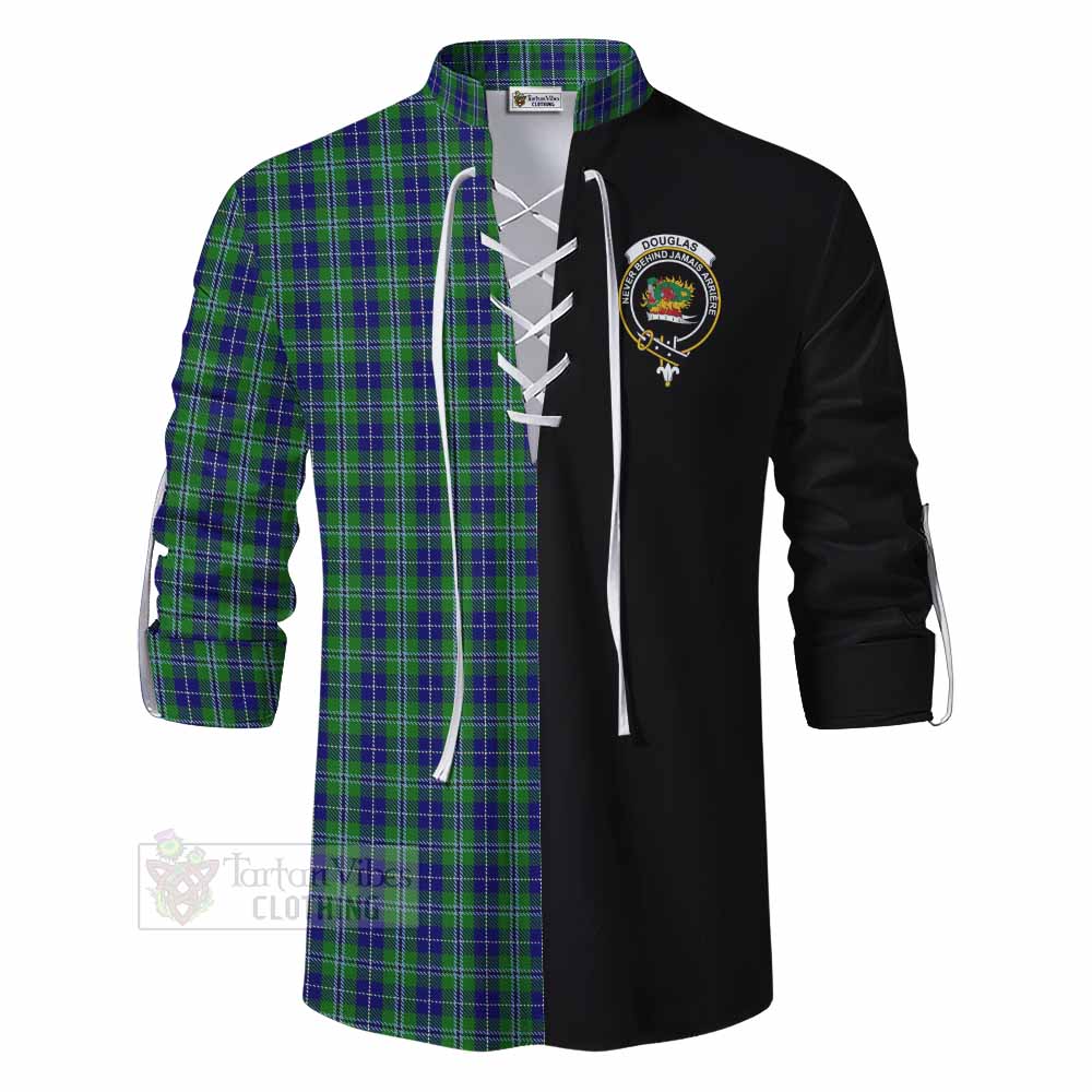 Tartan Vibes Clothing Douglas Tartan Ghillie Kilt Shirt with Family Crest and Half Of Me Style