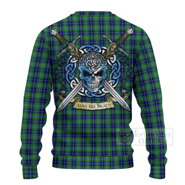 Douglas Tartan Ugly Sweater with Family Crest Celtic Skull Style