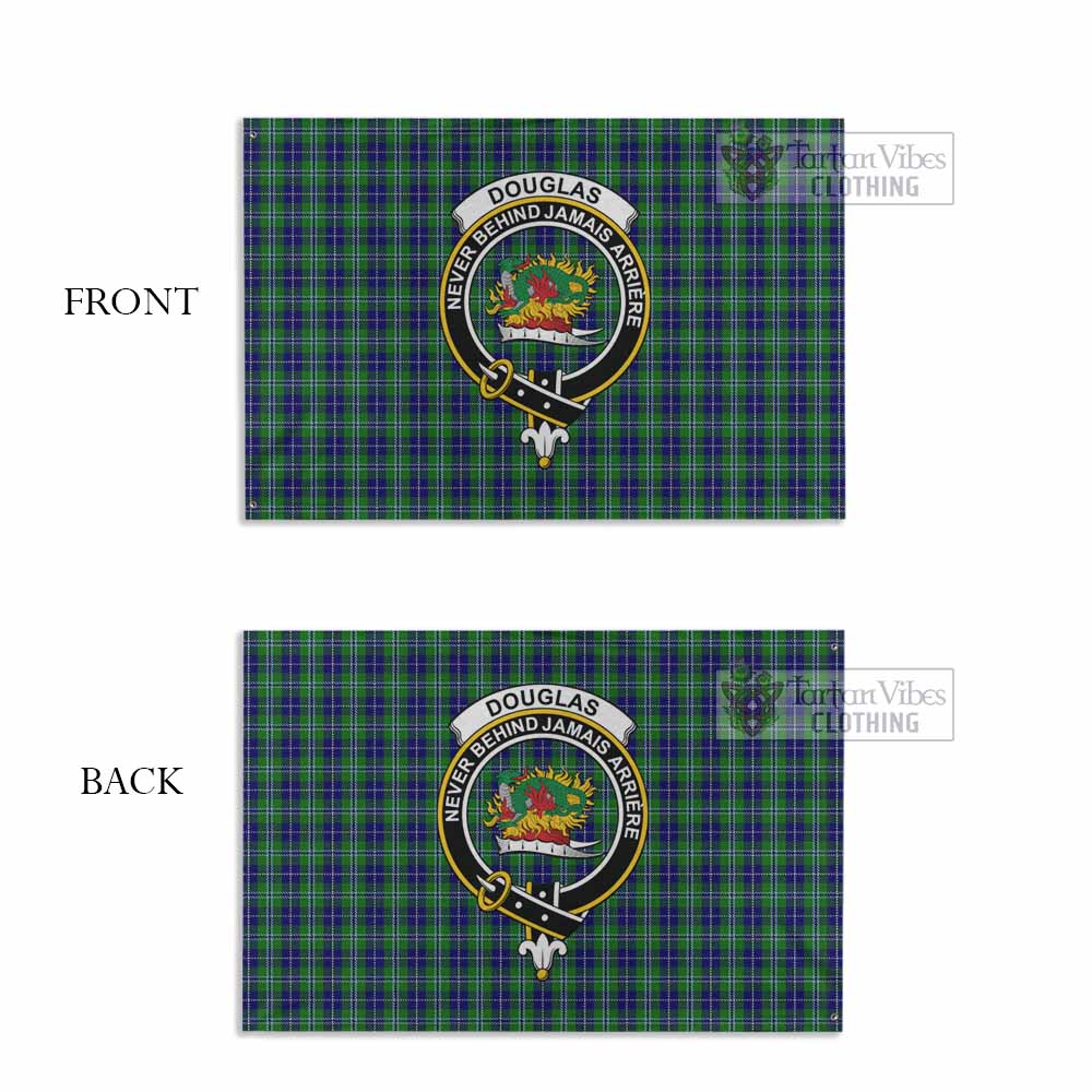 Tartan Vibes Clothing Douglas Tartan House Flag with Family Crest