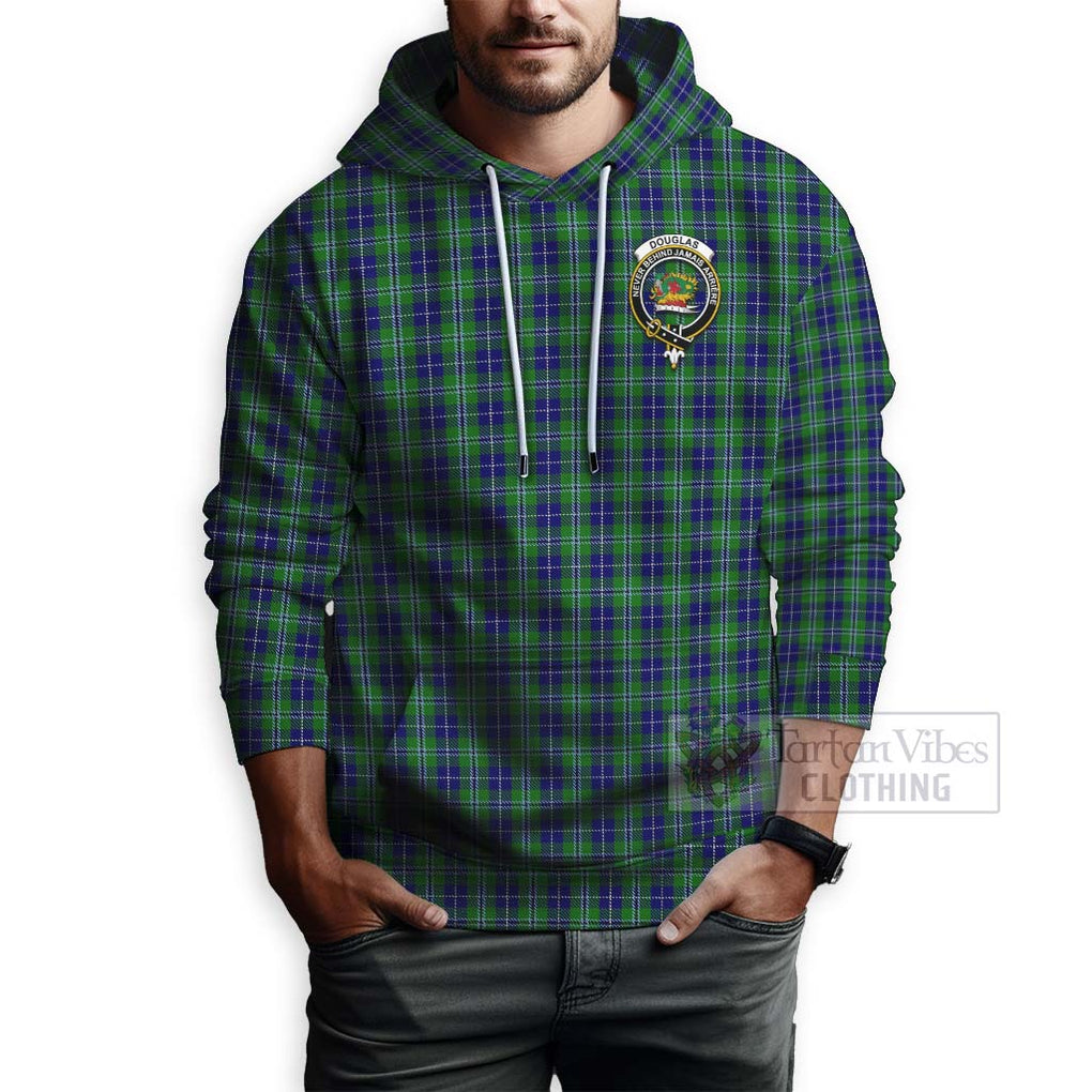 Tartan Vibes Clothing Douglas Tartan Hoodie with Family Crest Celtic Skull Style