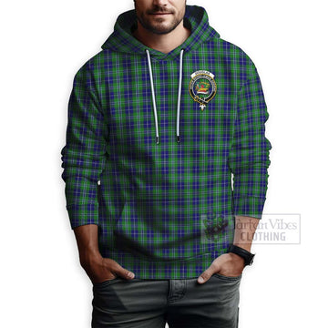 Douglas Tartan Hoodie with Family Crest Celtic Skull Style