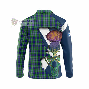 Douglas Tartan Family Crest Long Sleeve Polo Shirt Scottish Thistle Celtic Inspired - Tartan Vibes Clothing