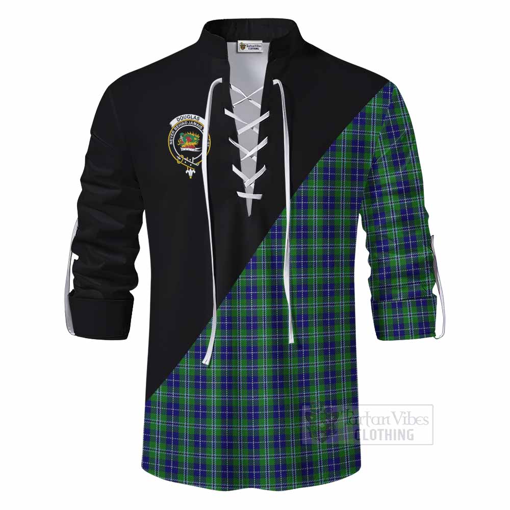 Tartan Vibes Clothing Douglas Tartan Ghillie Kilt Shirt with Family Crest and Military Logo Style