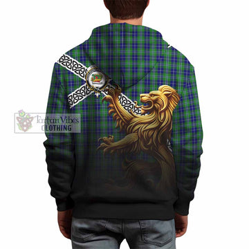 Douglas Crest Tartan Hoodie with Golden Lion Emblem Celtic Style - Tartan Vibes Clothing