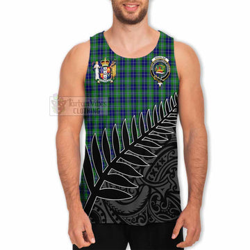 Douglas Crest Tartan Men's Tank Top with New Zealand Silver Fern Half Style