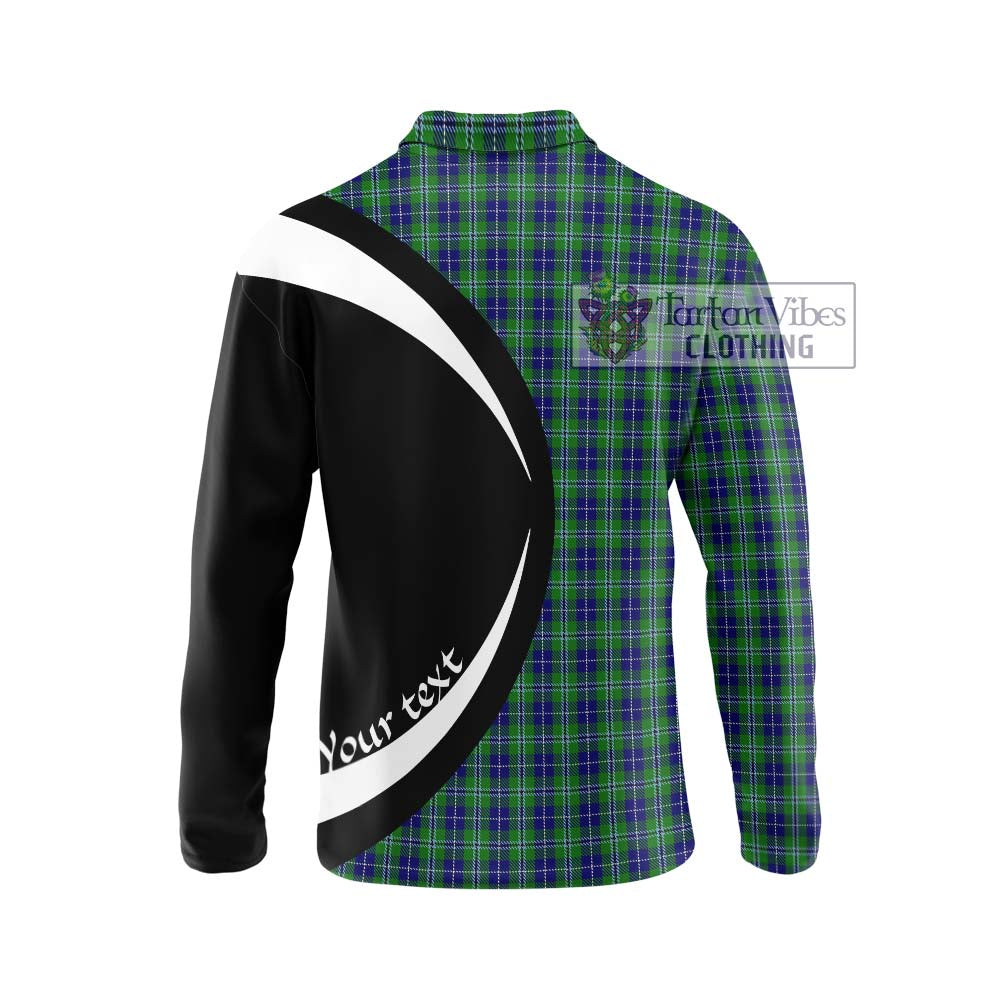 Douglas Tartan Long Sleeve Polo Shirt with Family Crest Circle Style - Tartan Vibes Clothing