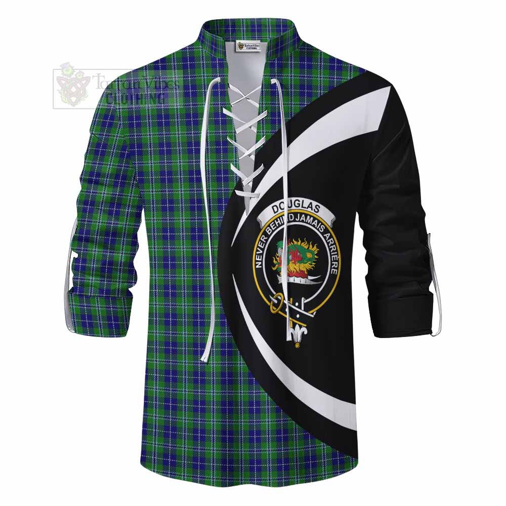 Tartan Vibes Clothing Douglas Tartan Ghillie Kilt Shirt with Family Crest Circle Style