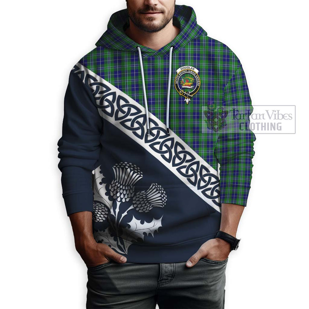 Tartan Vibes Clothing Douglas Tartan Hoodie Featuring Thistle and Scotland Map