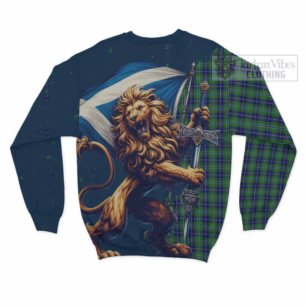 Tartan Vibes Clothing Douglas Tartan Family Crest Sweatshirt with Scottish Majestic Lion