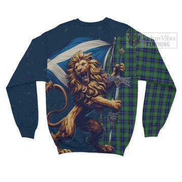 Douglas Tartan Family Crest Sweatshirt with Scottish Majestic Lion