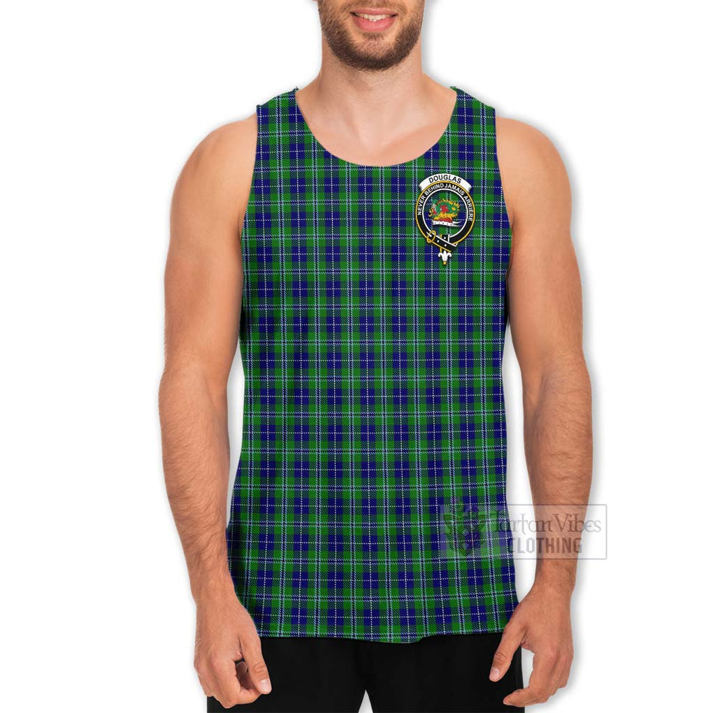 Tartan Vibes Clothing Douglas Tartan Men's Tank Top with Family Crest and Bearded Skull Holding Bottles of Whiskey