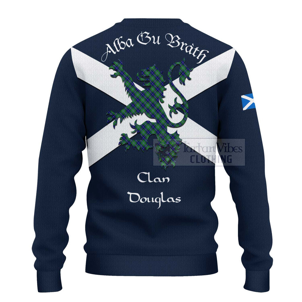 Tartan Vibes Clothing Douglas Tartan Lion Rampant Knitted Sweater – Proudly Display Your Heritage with Alba Gu Brath and Clan Name